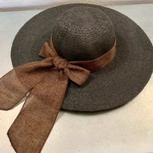 Sun N Sand Black Crochet Floppy Hat with  Bow